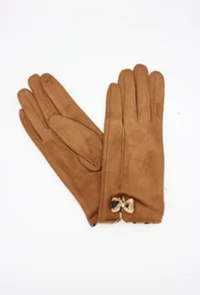 LADIES BOW GLOVES 1712-TAN