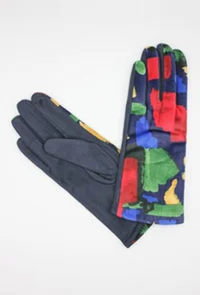 LADIES COLOUR BLOCK GLOVES 17106-NAVY