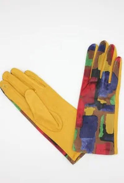 LADIES COLOUR BLOCK GLOVES 17106-MUSTARD