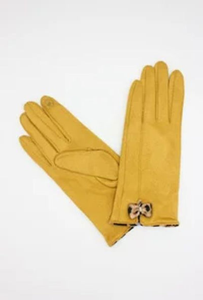 LADIES BOW GLOVES 1712-MUSTARD