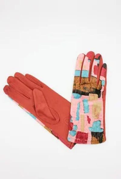 LADIES COLOUR BLOCK GLOVES 17106-SANGRIA