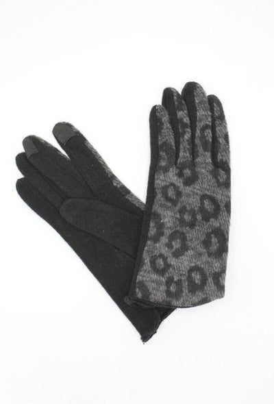 LEOPARD PRINT GLOVES 7167-BLACK