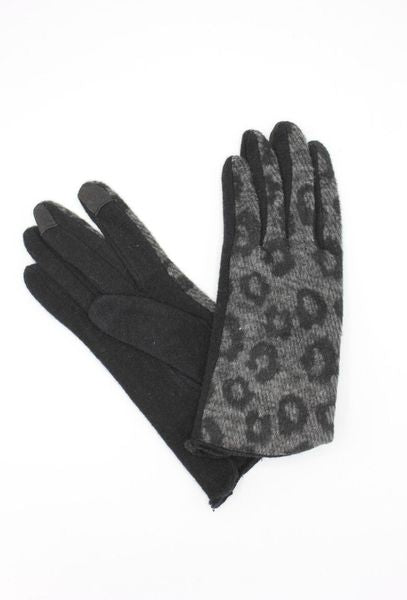 LEOPARD PRINT GLOVES 7167-BLACK