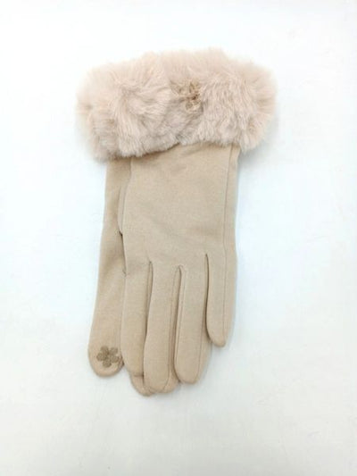LADIES FUR GLOVE G-9527-BEIGE