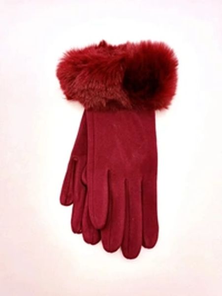 LADIES FUR GLOVE G-9527-SANGRIA