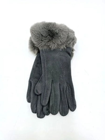 LADIES FUR GLOVE G-9527-GREY