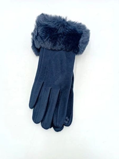 LADIES FUR GLOVE G-9527-NAVY
