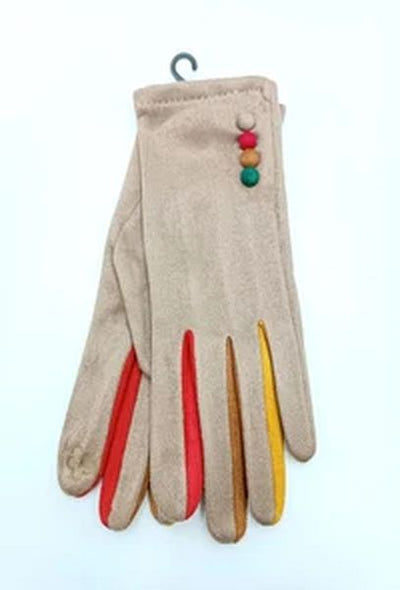 LADIES GLOVE CONTRAST FINGERS G-9526-TAUPE
