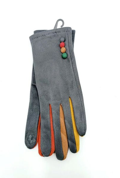 LADIES GLOVE CONTRAST FINGERS G-9526-GREY