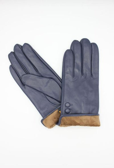 LADIES LEATHER GLOVES 17122-NAVY