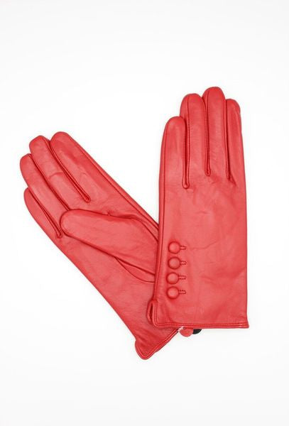 LADIES LEATHER GLOVES 17122-RED