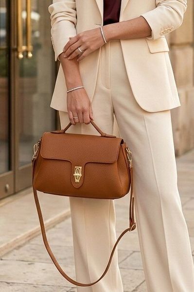 ITALIAN LEATHER HANDBAG CO20810-CAMEL