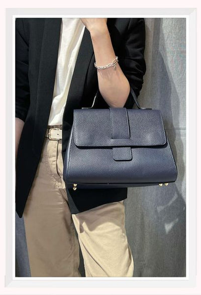 ITALIAN LEATHER HANDBAGCO21029-NAVY