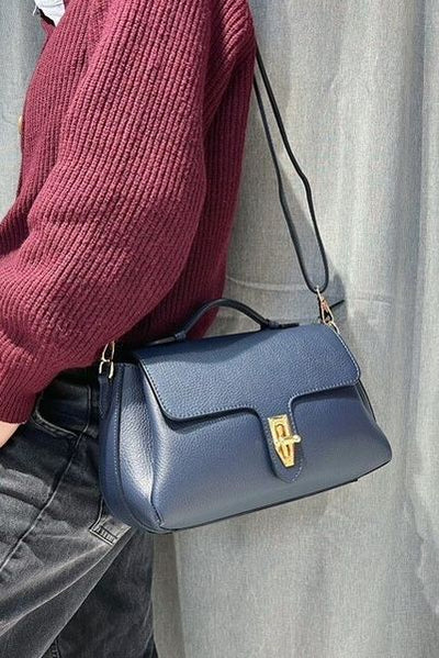 ITALIAN LEATHER HANDBAG CO20810-NAVY