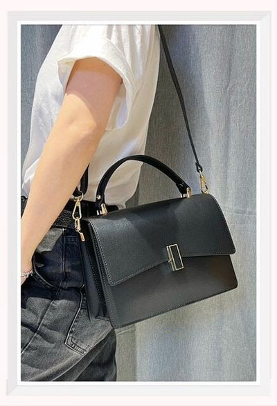 ITALIAN LEATHER HANDBAG CO2274-BLACK