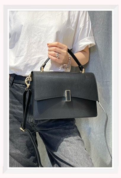 ITALIAN LEATHER HANDBAG CO2274-BLACK