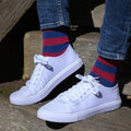 SWOLE PANDA BURGUNDY STRIPED BAMBOO SOCKS SP090