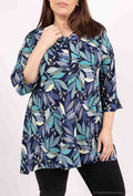 LADIES TUNIC TOP WITH ZIP NECK H5083 2WPARIS-MULTI  COLOR PLUS SIZE