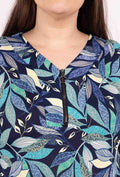 LADIES TUNIC TOP WITH ZIP NECK H5083 2WPARIS-MULTI  COLOR PLUS SIZE