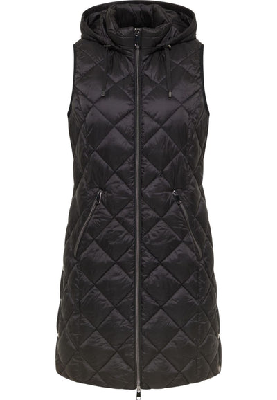 LEBEK QUILTED LONG GILET HOODED 11480022-BLACK