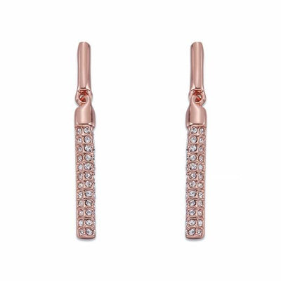 Crystals on Rose Gold Dangle Earrings 2-28