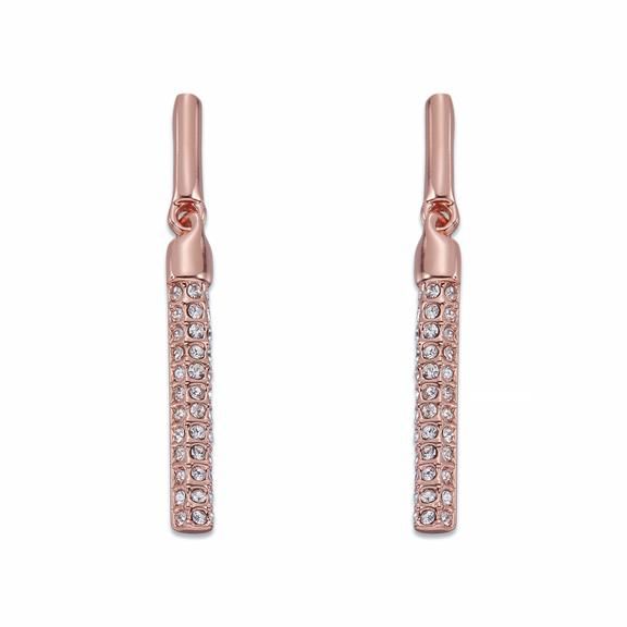 Crystals on Rose Gold Dangle Earrings 2-28