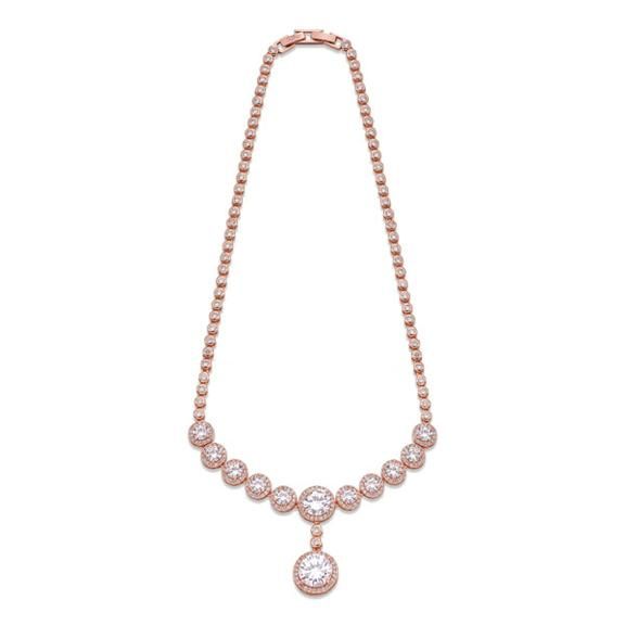 ROSE GOLD NECKLACE WITH CRYSTALS 302-9