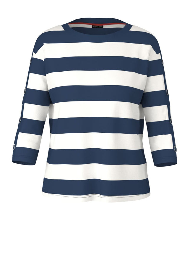 R/N SWEATER NAVY/CREAM STRIPED 56570022