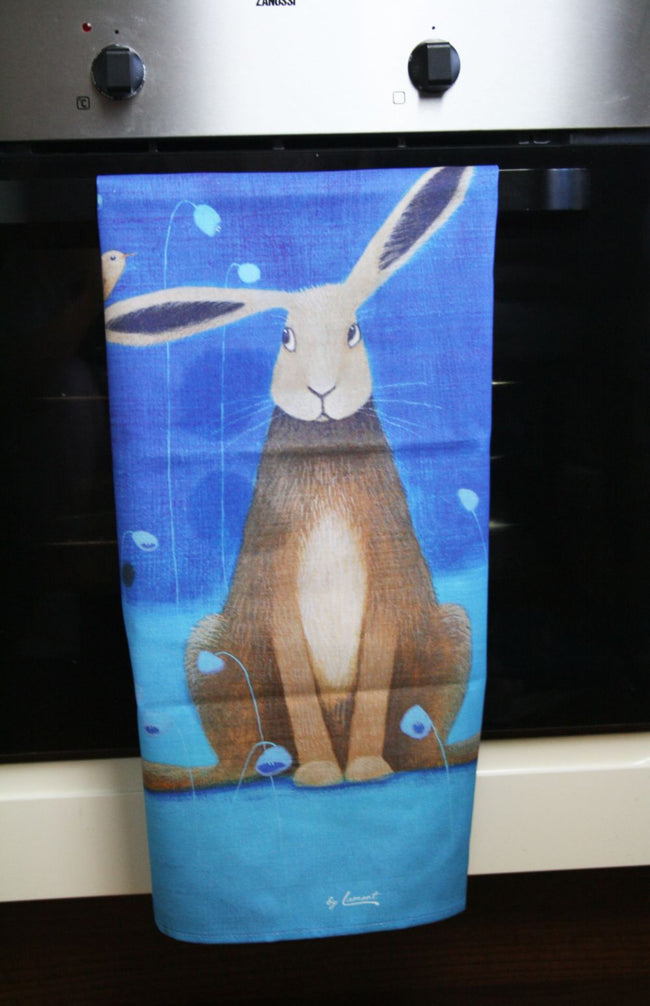 Ailsa Black Hare Bells Cotton Tea Towel 655C
