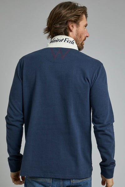 Higton Organic Long Sleeve Plain Rugby Shirt Navy 18367