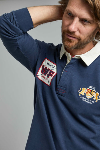 Higton Organic Long Sleeve Plain Rugby Shirt Navy 18367