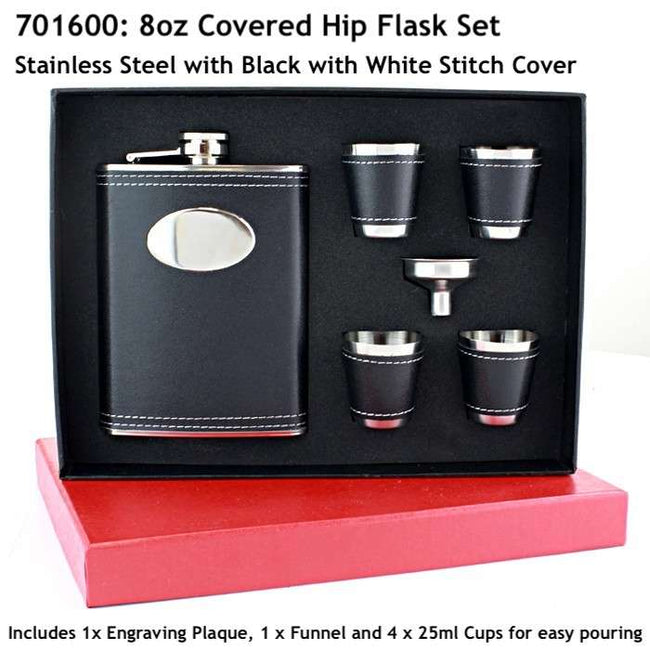Hip Flask and Cup Set - Black, Any