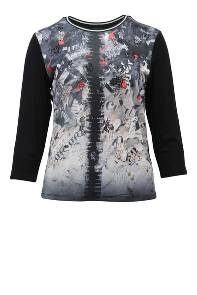 Lebek Ladies 3/4 Sleeve Top 36310019 - Black, 14