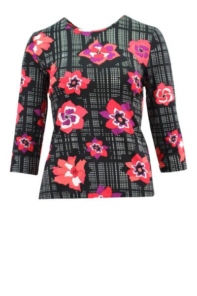 Lebek Ladies 3/4 Sleeve Top Black Mix