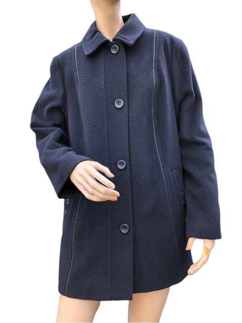 Lebek Ladies Wool Coat 30120019 - Navy, 12