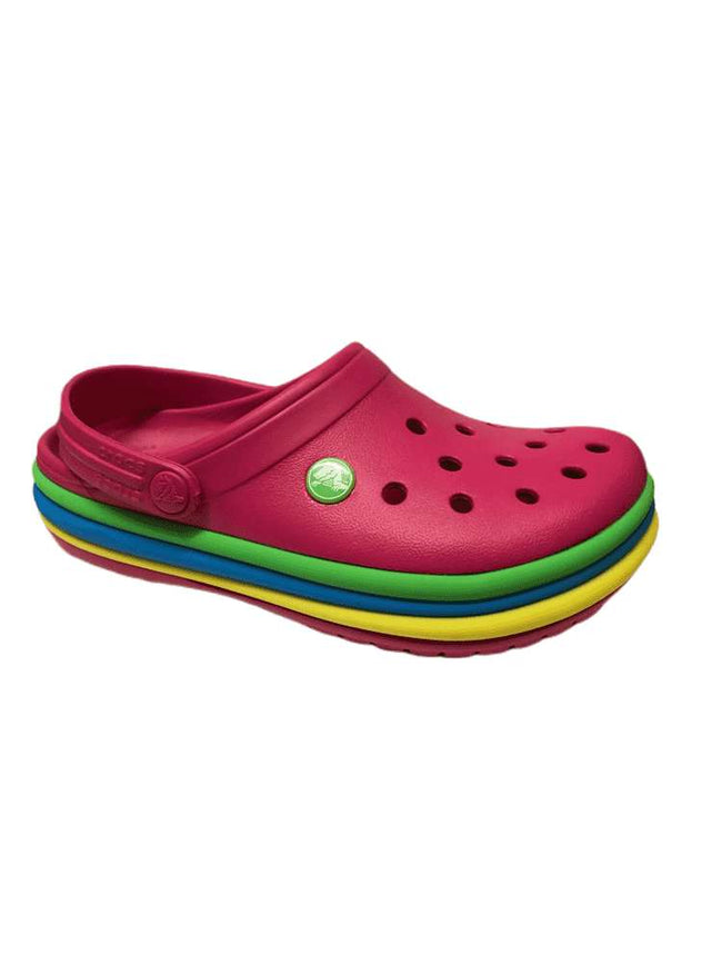 Pink 2025 rainbow crocs