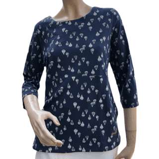 Weird Fish Ladies Printed Top Pinto - Navy, 12