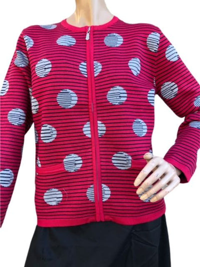 CASTLE ZIPPED KNITTED JACKET DM104-RED