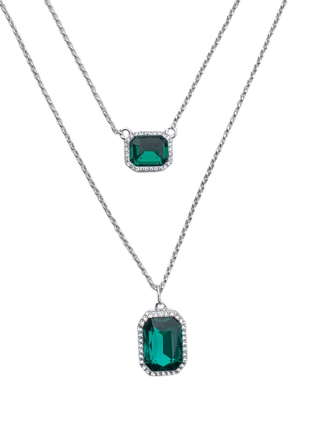 EMERALD DOUBLE STONE NECKLACE 2-348