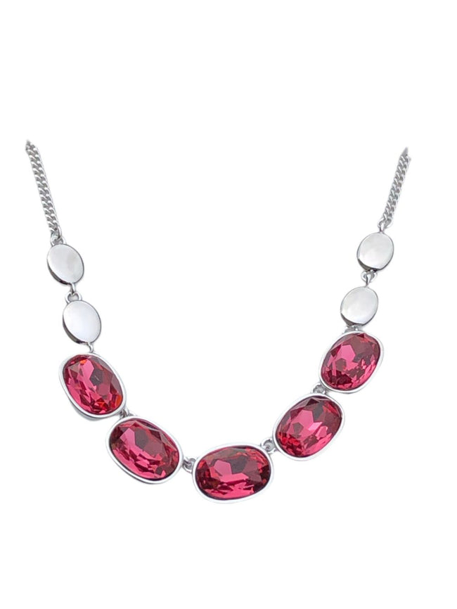 OVAL ROSE STONE 5 SETTING NECKLACE 2-354