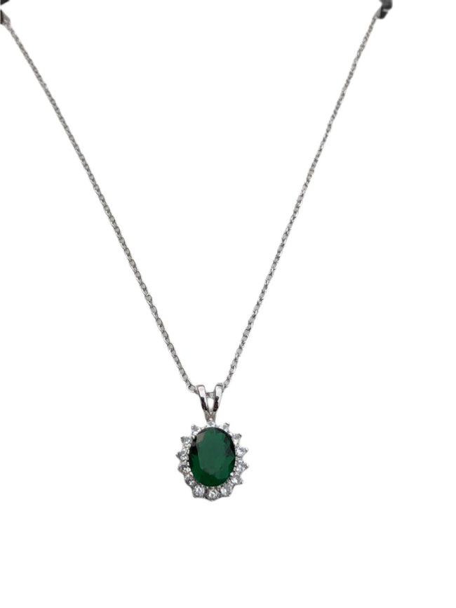 EMERALD OVAL STONE NECKLACE 3-76