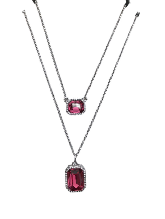 PINK DOUBLE STONE NECKLACE 2-359