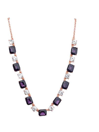 PURPLE STONE & CRYSTAL NECKLACE 2-330