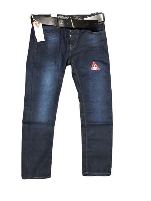 Crosshatch Slim Jeans With Belt - Dk Denim Sht, 32