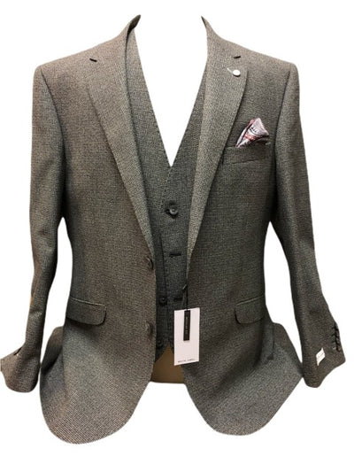 White Label 3 Piece Suit 8031 Reg Fit - Grey Short, 40