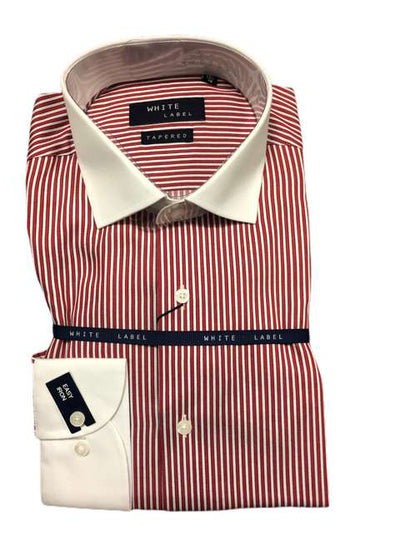 White Label White Collared Shirt - Red, 15½