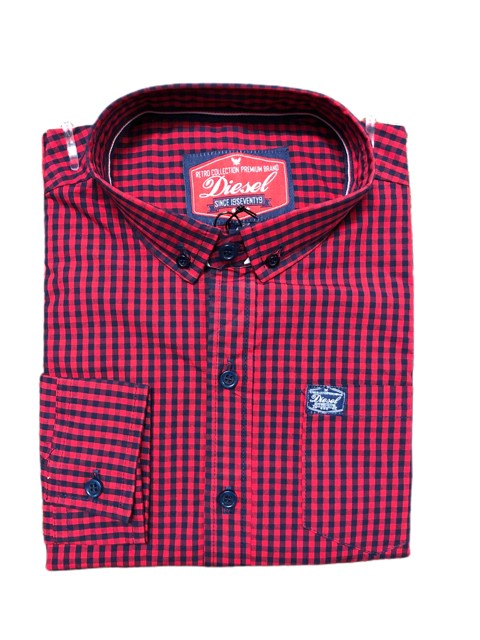 Diesel Shirt Long Sleeve - Red Check, 13 Yrs