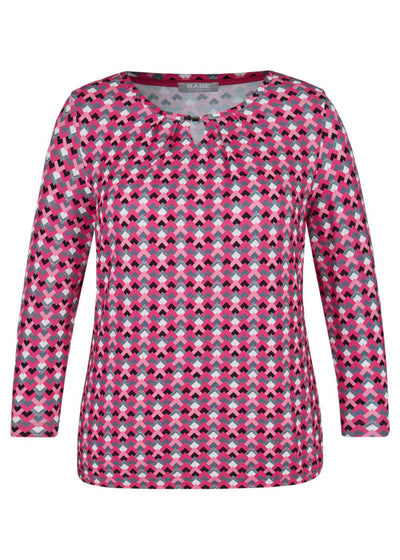 Rabe Ladies 3/4 Sleeve Top 45-024355 - Pink Cerise, 14