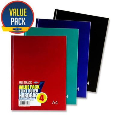 Premier Pkt.4 A4 160pg Hardcover Notebook - Bold 4.asst S2813507