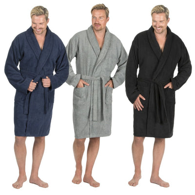 Pierre Roche Toweling Dressing Gown - Navy, l